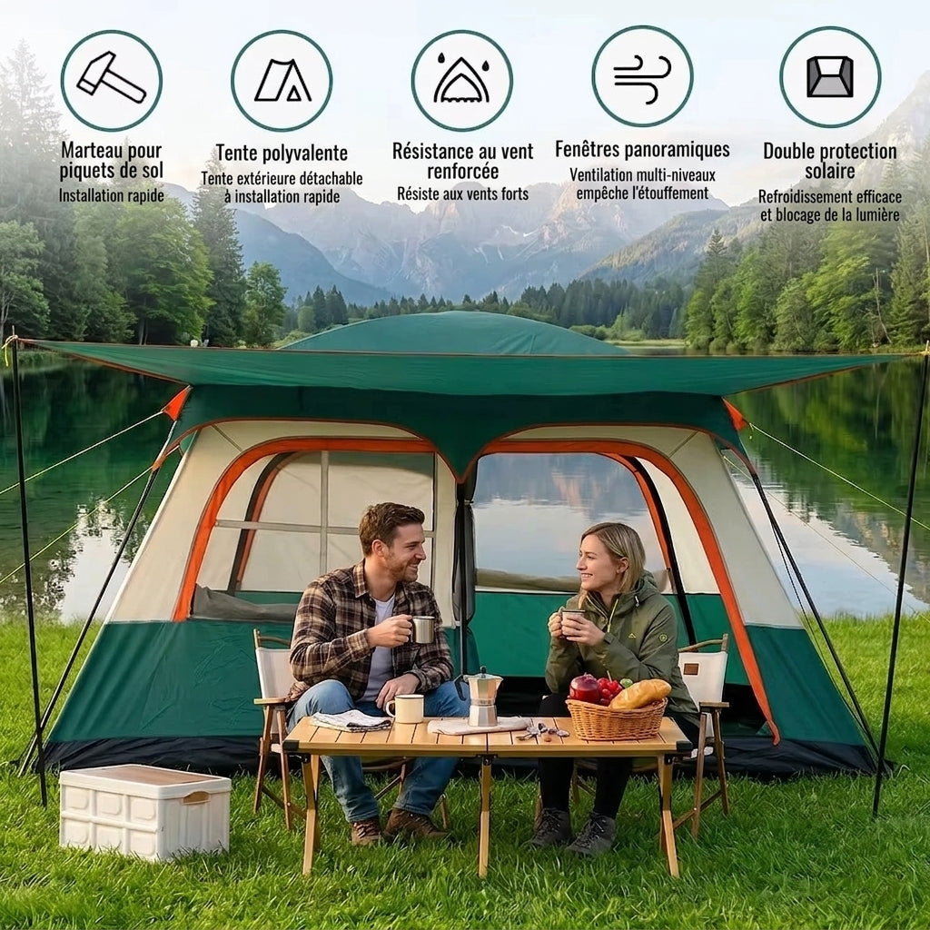 Tente de Camping Familiale 4 à 6 Places – 2 Chambres & 180 cm - vue 6