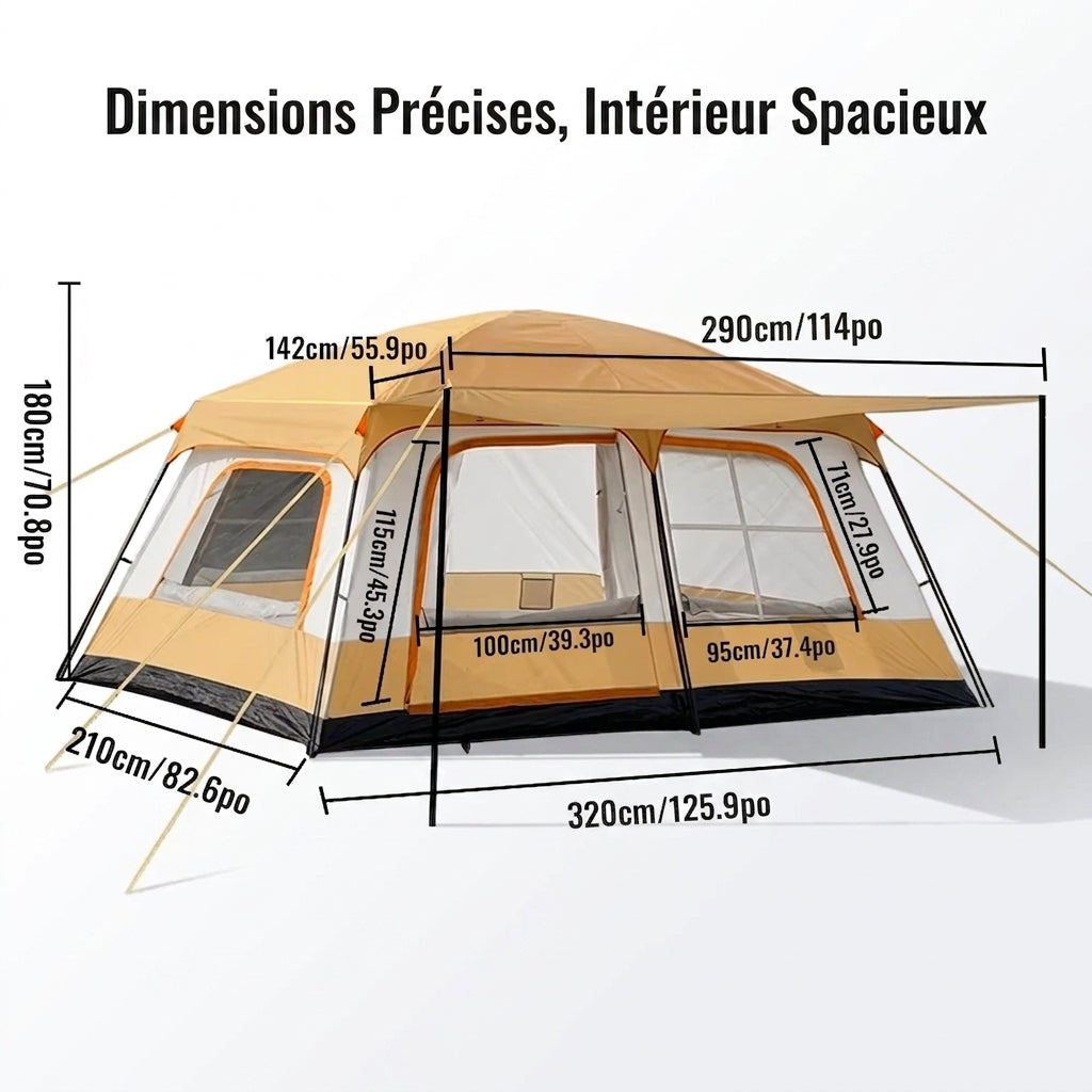 Tente de Camping Familiale 4 à 6 Places – 2 Chambres & 180 cm - vue 3