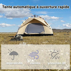 Tente de Randonnée 3 à 4 Places – Ouverture Automatique 4 Saisons - vue 5