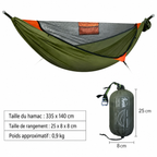Hamac de Randonnée XL 335 cm – Couchage Diagonal & Moustiquaire - vue 2