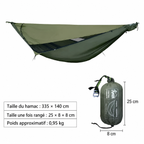 Hamac de Randonnée XL 335 cm – Couchage Diagonal & Moustiquaire - vue 10