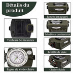 Boussole de Randonnée Militaire – Métal, Visée & Pochette - vue 3