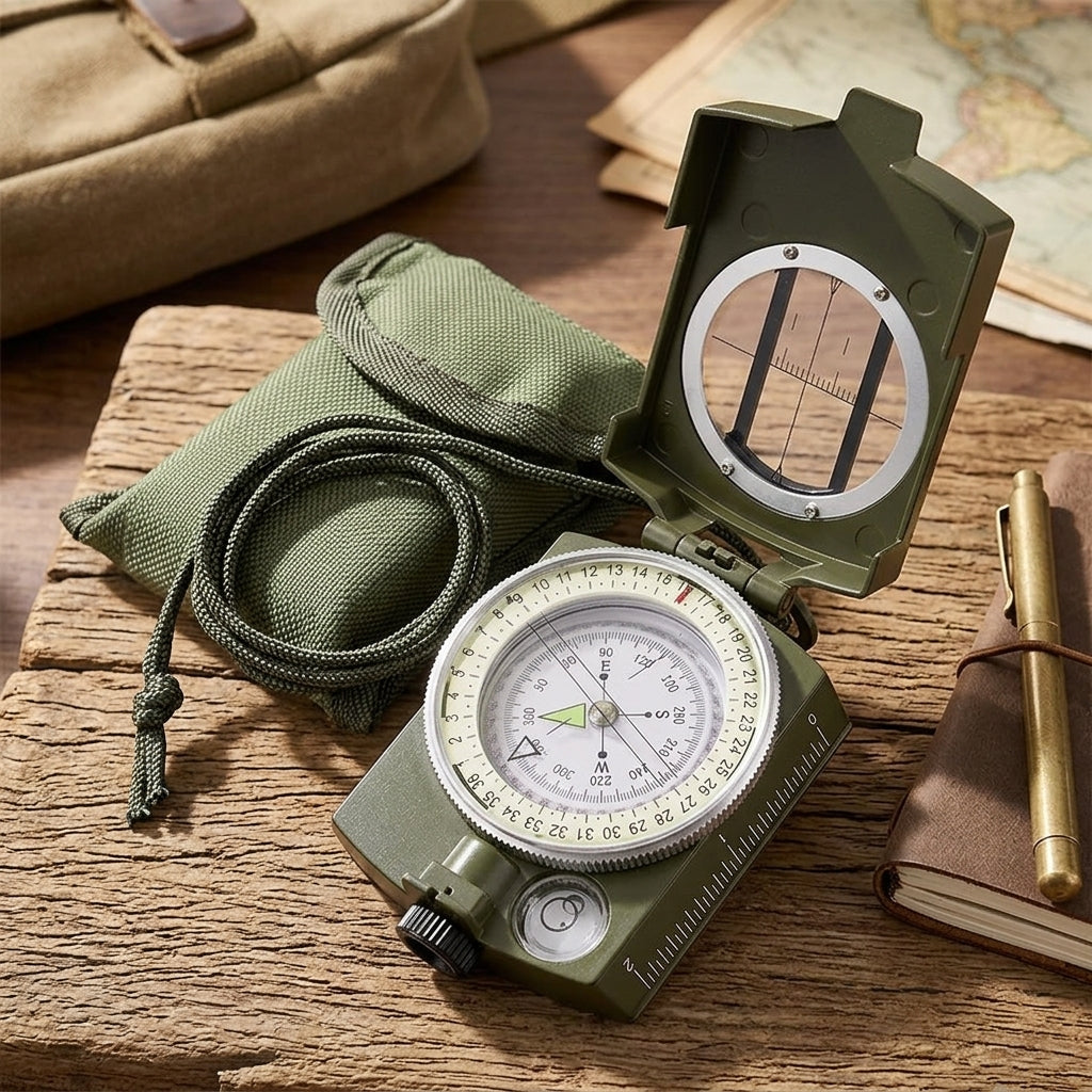 Boussole de Randonnée Militaire – Métal, Visée & Pochette - vue 4