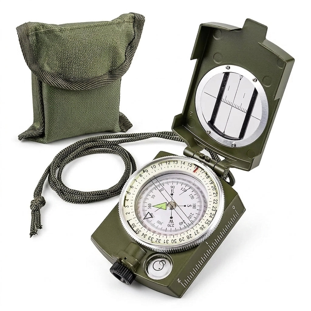 Boussole de Randonnée Militaire – Métal, Visée & Pochette - vue 1