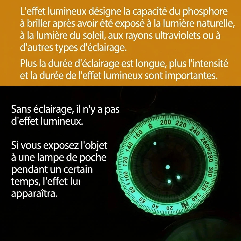 Boussole de Randonnée en Laiton – Poche & Cadran Luminescent - vue 4