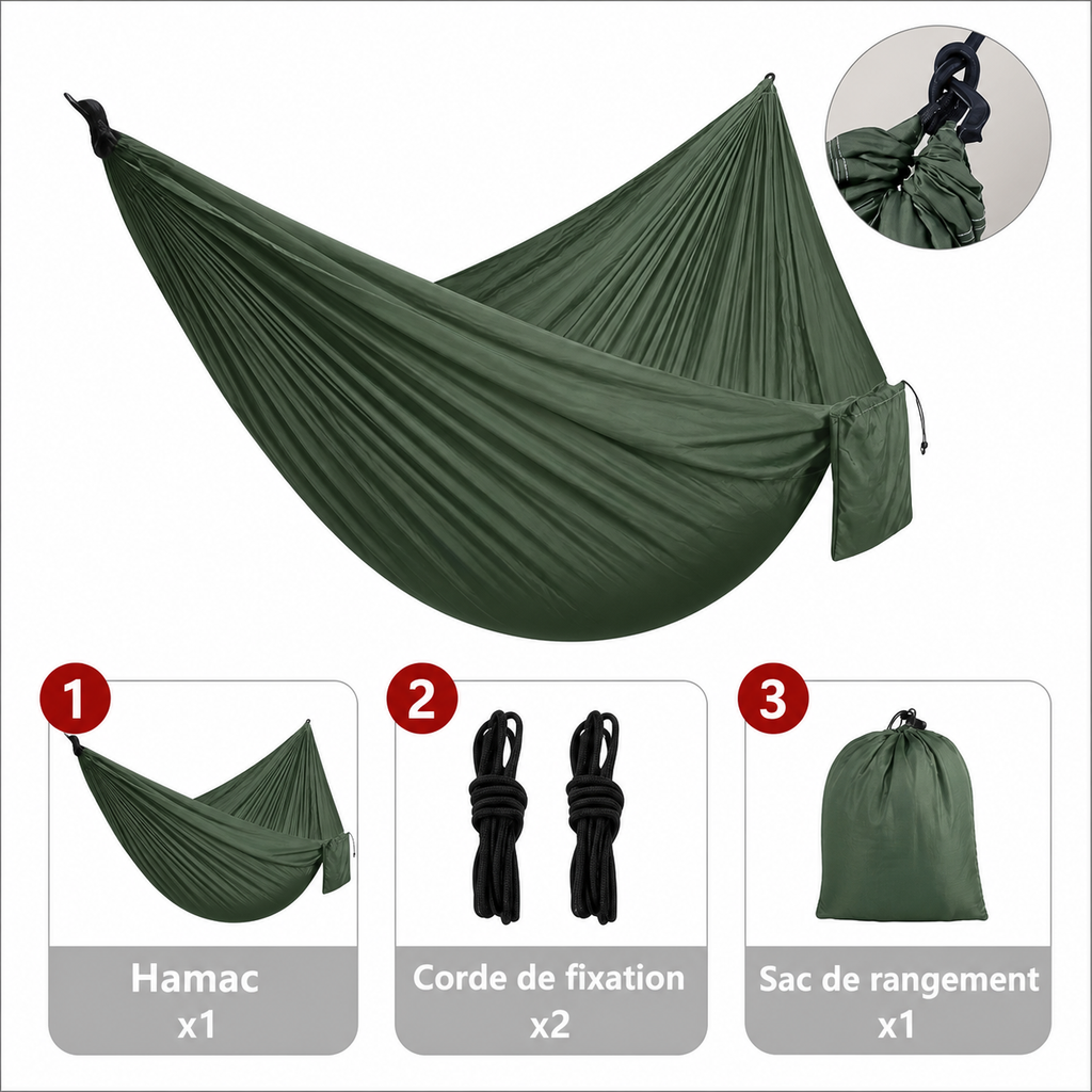 Hamac de Randonnée Grande Largeur 340 cm – Moustiquaire - vue 4