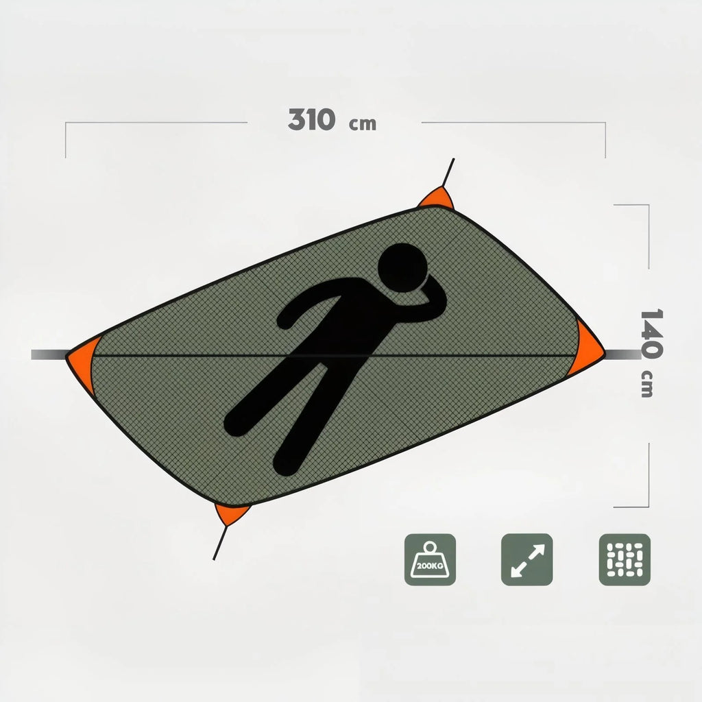 Hamac de Randonnée XL 335 cm – Couchage Diagonal & Moustiquaire - vue 5