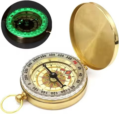 Boussole de Randonnée en Laiton – Poche & Cadran Luminescent - vue 1