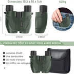 Jumelles 20x25 HD Étanches – Compactes & Longue Portée - vue 5