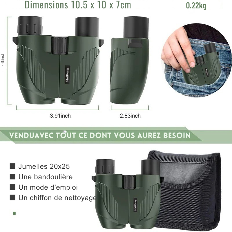 Jumelles 20x25 HD Étanches – Compactes & Longue Portée - vue 5