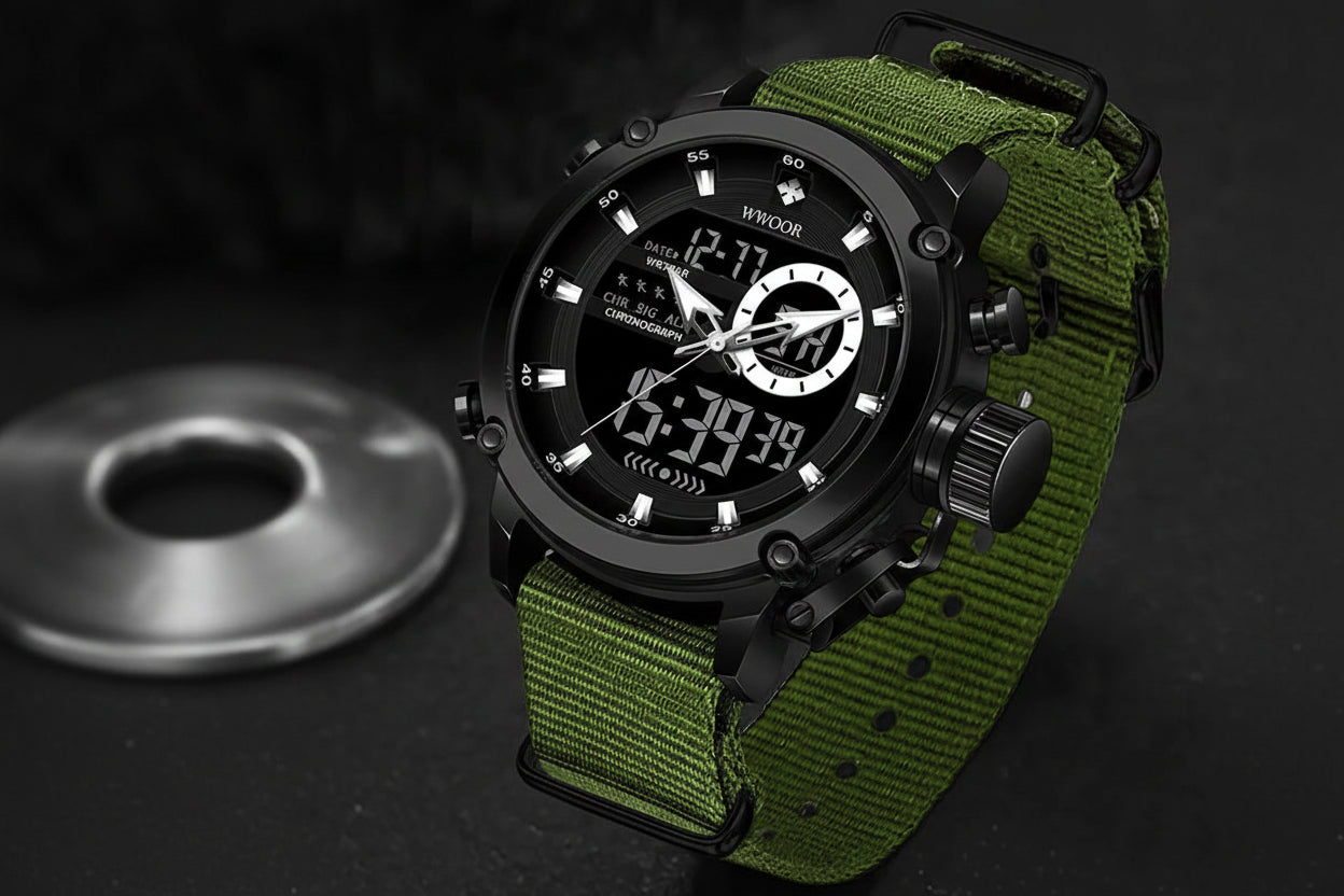 Montre de Randonnée Militaire – Quartz, Digital & Bracelet Nylon - vue 2