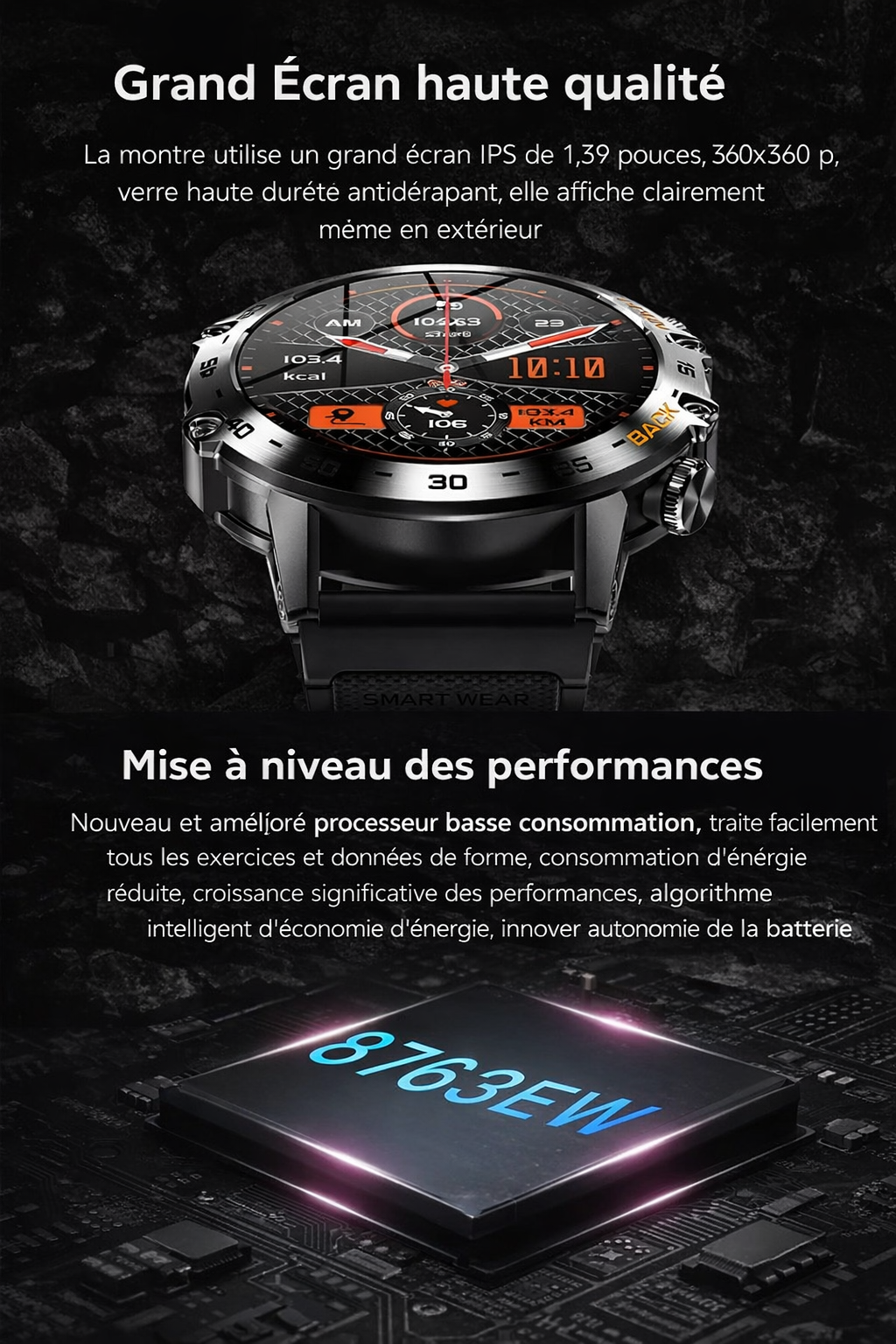 Montre Randonnée Connectée 1.39" – Appels Bluetooth & Suivi Santé - vue 2