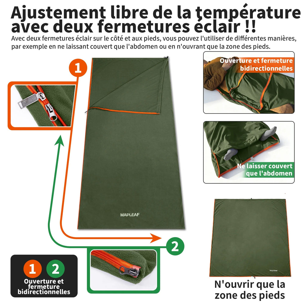 Sac de Couchage Polaire 0°C à -10°C – Doublure Chaude 3 Saisons - vue 8