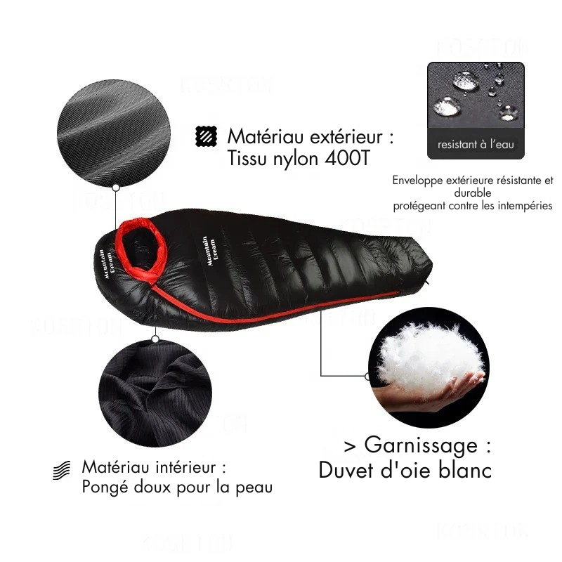 Sac de Couchage -20°C Duvet d’Oie – Forme Momie Hiver - vue 8