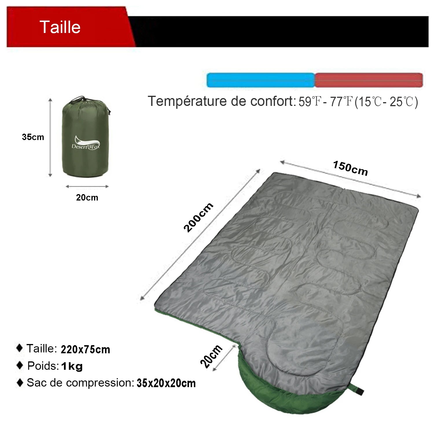 Sac de Couchage Léger 3 Saisons 15–25°C – Compact & Été - vue 5